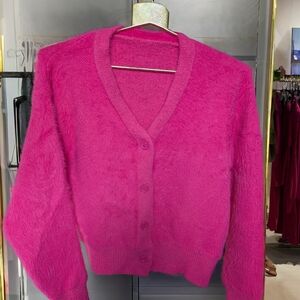 Pink Fluffy Women's Sweater
